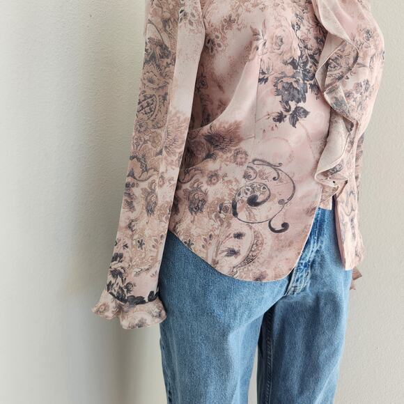 Vintage Pendleton Light Pink Floral Secretary Blouse Long Sleeve Romantic M - Picture 3 of 8